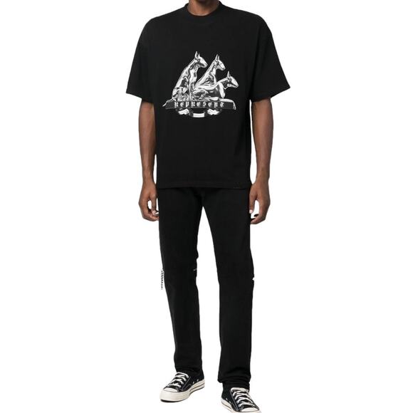 NWT Represent England Bullterrier T-Shirt Jet Black Designer Mens Size Large - Picture 5 of 16